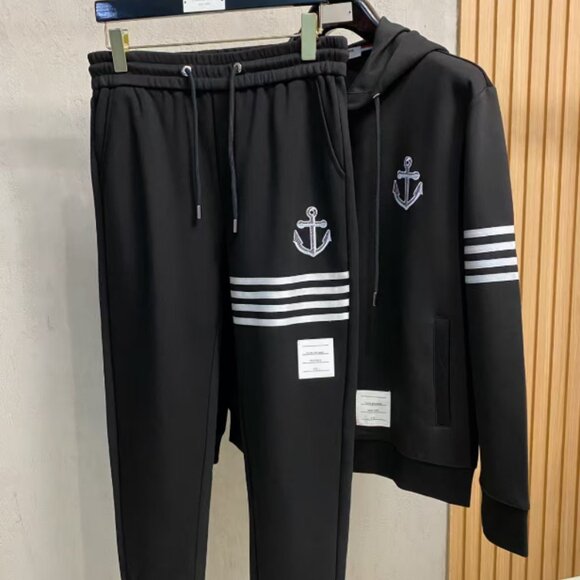 Black Thom Browne 4-Bar Anchor Hoodie & Joggers Set - Picture 8 of 9